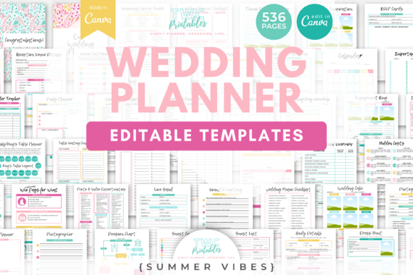 Download Wedding Planner Canva Templates | SUMMER - Wedding planner Collection